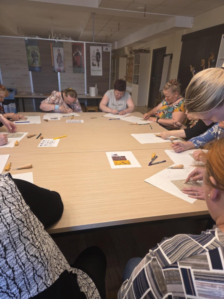 Participants carry out a mindful eating exercise at the table